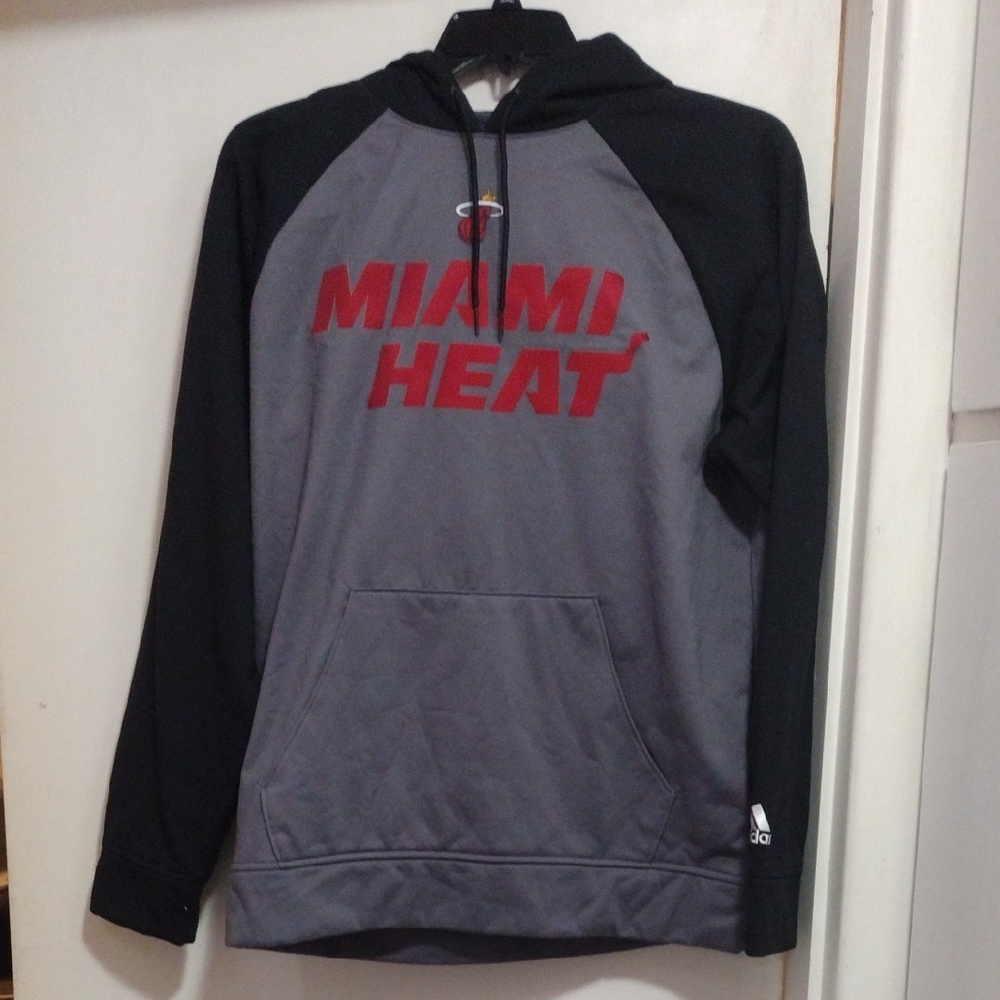 Adidas Miami Heat Red and Gray Hoodie Men's Large